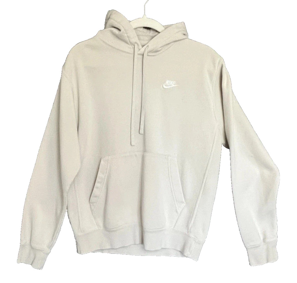 Nike Sportswear Hoodie Womens Sz S Club Fleece Logo Pullover Light Beige Stone